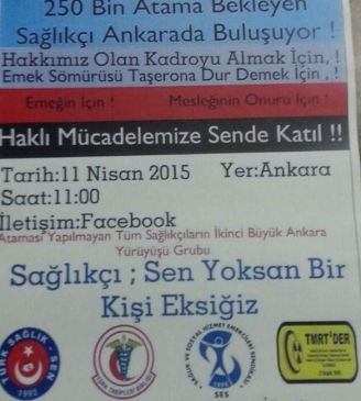 Ataması Yapılmayan Sağlık Çalışanları 11 Nisan'da Ankara'da Buluşuyor