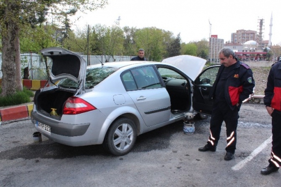 Malatya'da Otomobiline Yılan Giren Vatandaş İtfaiyeden Yardım İstedi