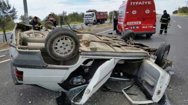 Tekerleği Kopan Otomobil Taklalar Attı 1 Yaralı