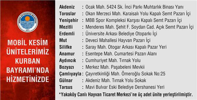 Kurban Bayramı’nda 13 ilçeye “Mobil Kesim Ünitelesi'