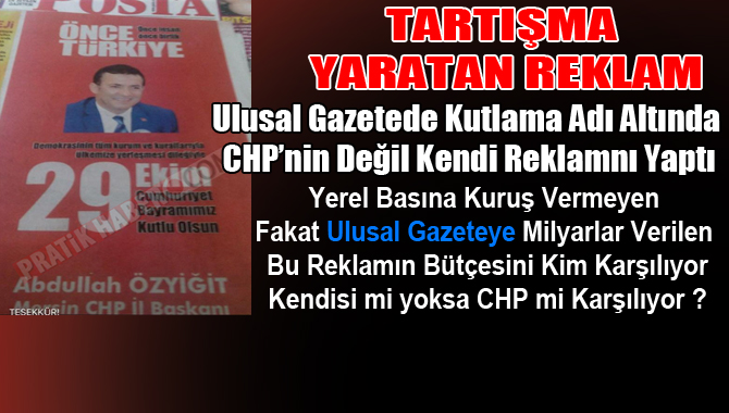 CHP Mersin İl Başkanından Tartışmalı Reklam