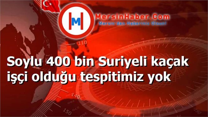 Soylu 400 bin Suriyeli kaçak işçi olduğu tespitimiz yok