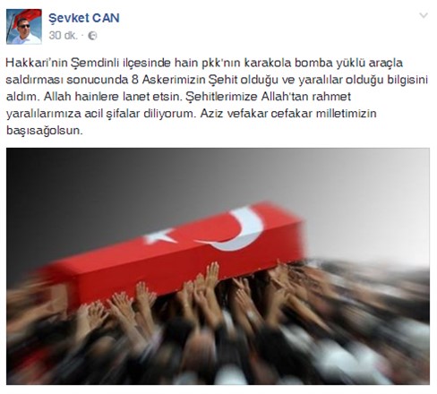 Şevket Can Şehit Haberi Mesajı