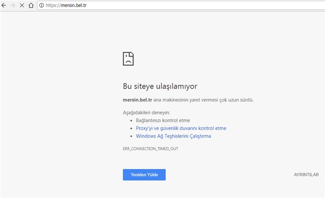 mersin.bel.tr Çöktü, Sistem Uzun Süredir Yanıt Vermiyor