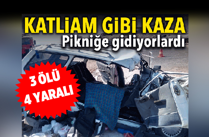 Piknik Yolunda Feci Kaza 3 Ölü 4 Yaralı