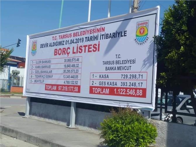 Tarsus Belediyesinin Borçları Askıya Çıktı