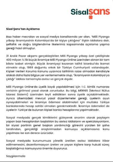 Milli Piyango’nun Yılbaşı Büyük İkramiyesi Nereye Çıktı? Şirketten Açıklama Geldi