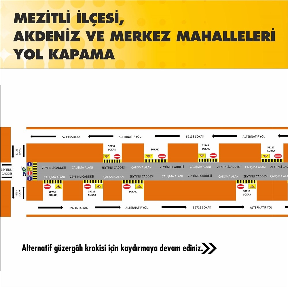 Mersinliler Dikkat, Mezitli İlçesindeki Yol Çalışmasından Dolayı Çok Sayıda Bölgede Trafik Akışı Duracak