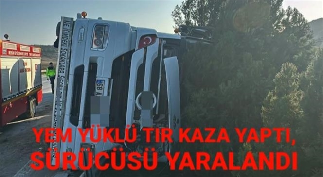 Yem Malzemesi Yüklü TIR Kaza Yaptı: 1 Yaralı