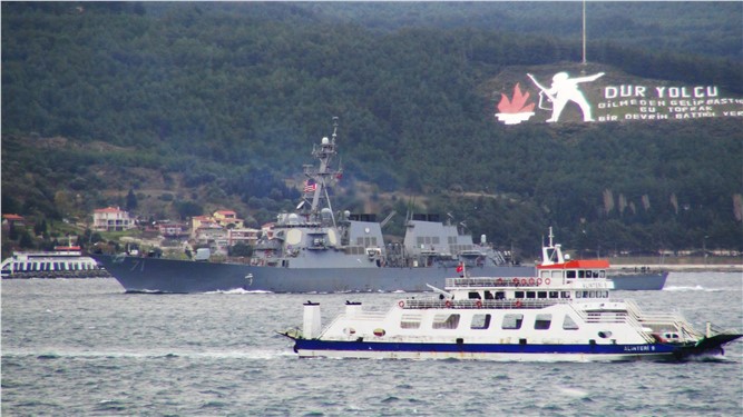 Çanakkale Boğazı'ndan ABD savaş gemisi geçti