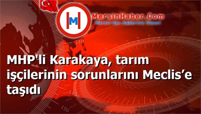 MHP'li Karakaya, tarım işçilerinin sorunlarını Meclis’e taşıdı