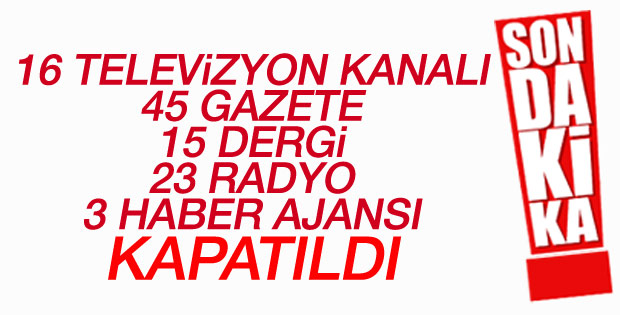 İşte kapatılan gazete, TV, dergi, radyo ve ajanslar