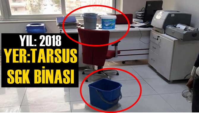 2 Yıl Geçmeden Tarsus'taki SGK Binası Su Almaya Başladı