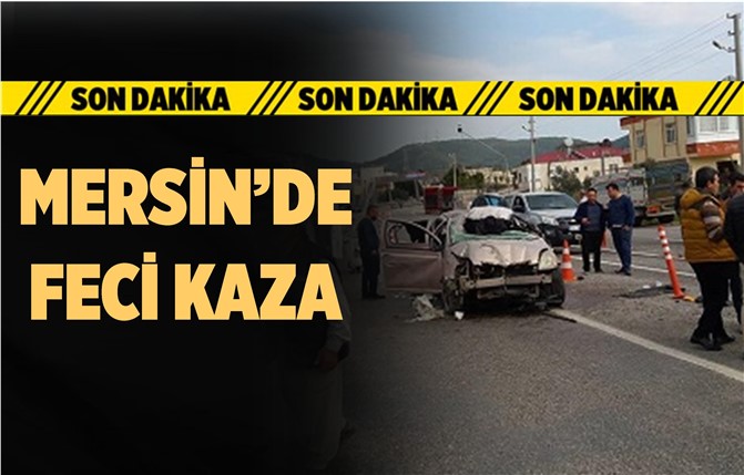 Mersin'de Otomobil Trafik Tabelasına Çarptı