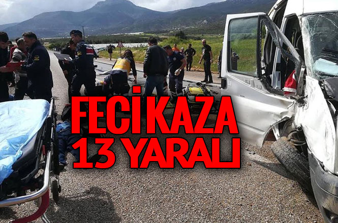 Mersin Silifke'de İşçileri Taşıyan Minibüs Kaza Yaptı; 13 Yaralı