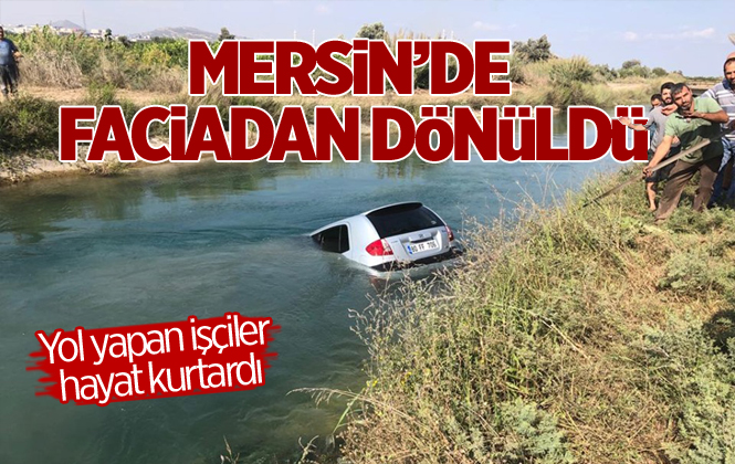 Mersin Akdeniz'de Bir Otomobil Su Kanalına Uçtu