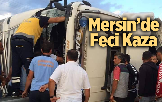 Mersin'da Nar Yüklü Tır Devrildi