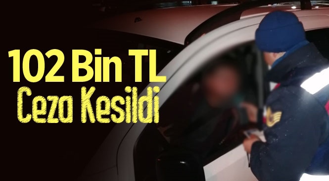 Jandarma Trafik Kontrolünde 105 Kişi 102 Bin TL Trafik Cezası Kesildi