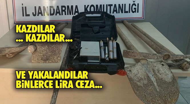 Mersin Yenişehir Turunçlu Mahallesinde İzinsiz Kazı Yapan Şahıslar Jandarma Ekiplerince Suçüstü Yakalandı