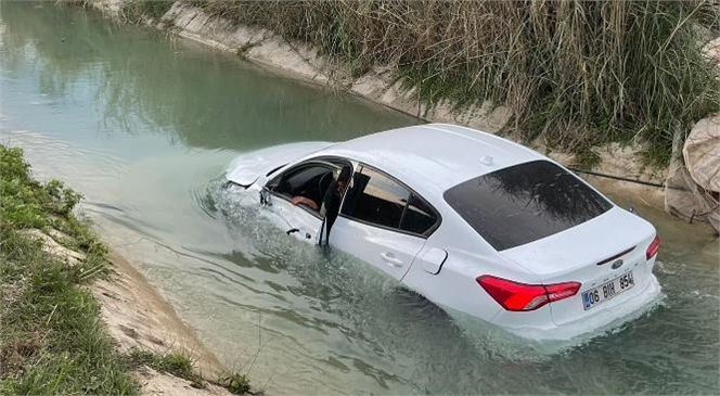 Kontrolden Çıkan Araç Kanala Uçtu