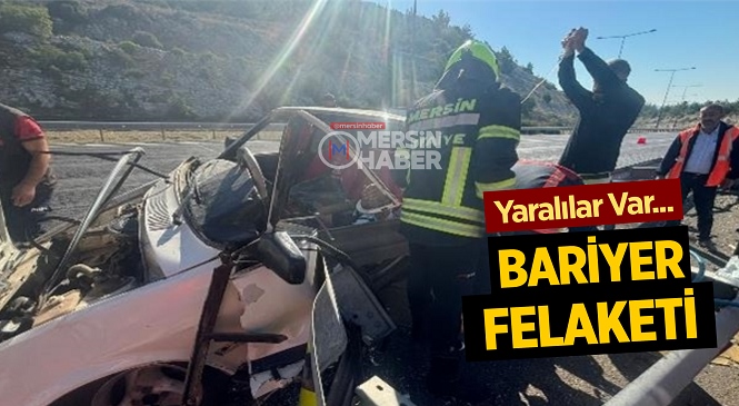 TARSUS'TA OTOBANDA OTOMOBİL BARİYERLERE ÇARPTI: 2 YARALI